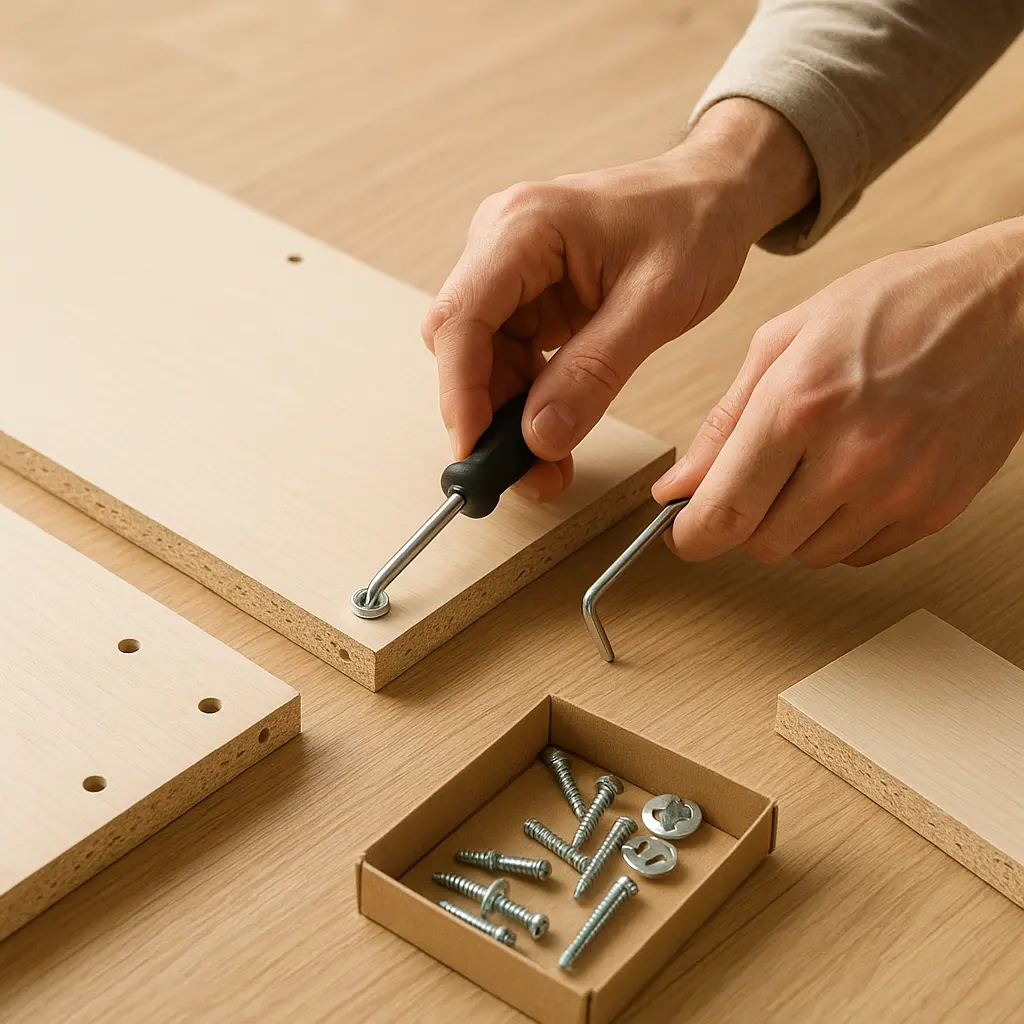Aufbau von Flat-Pack Möbeln mit Werkzeug